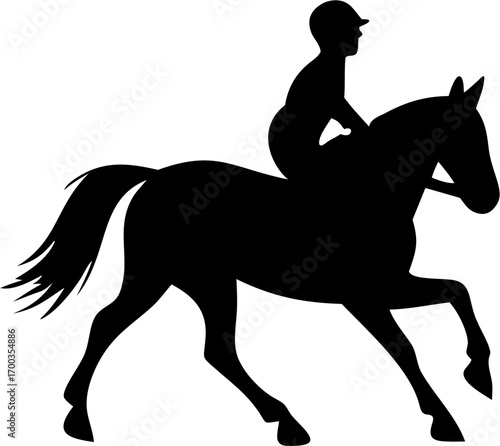 Equestrian Silhouette Vector Illustration Horse Rider Sport