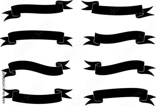 Vintage Hand-Drawn Ribbon Banner Set