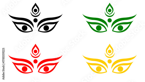 God Maa Durga's face isolated on white