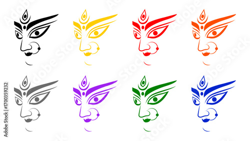 Durga eye design isolated on white, transparent background