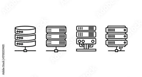 Modern technology servers database stacks for cloud computing and data storage network connections vector