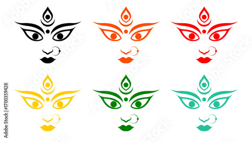 Maa Durga face isolated on white