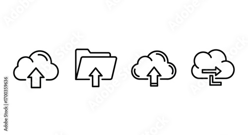 Cloud computing icons upload download folder data storage network internet services digital assets vector