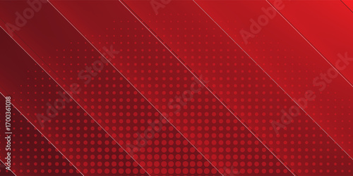 Red diagonal geometric shape with halftone. Modern fiber textured vector