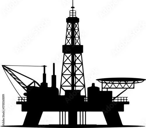 oil drilling platform  silhouette vector illustration
