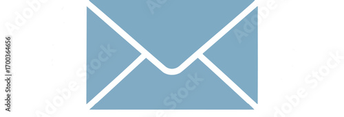 Stylized light blue mail envelope icon with a drop shadow on white