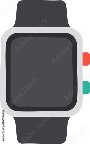 Digital smartwatch with gray band on a white isolated background