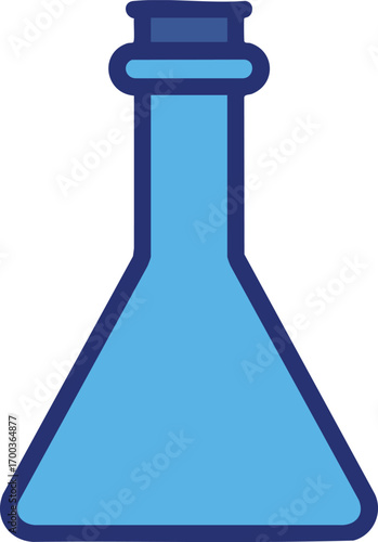 Blue laboratory glassware with stopper on white background