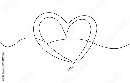 Continuous one line drawing of heart.