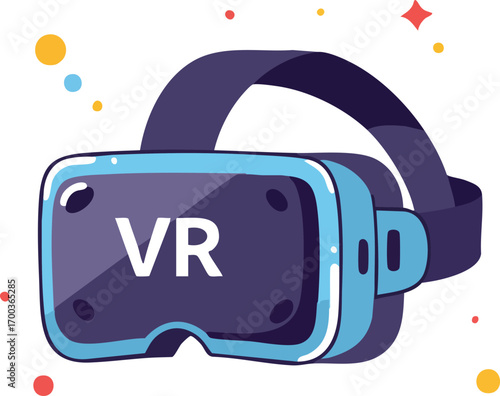 Illustration of headset for virtual reality on isolated white space