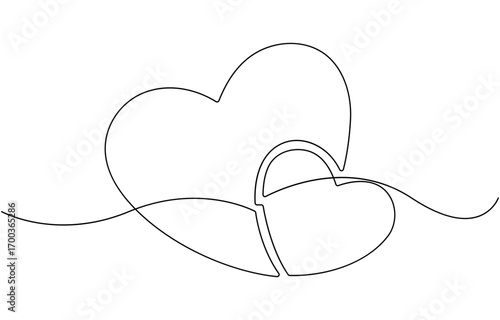Continuous one line drawing of heart.