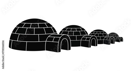 Group of igloos in varying sizes showcasing inuit architecture and arctic dwelling concepts vector