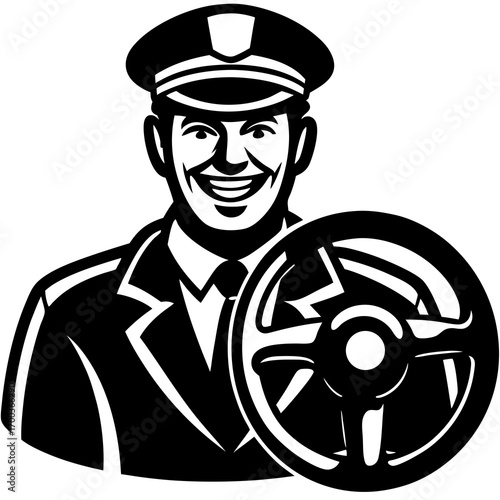 silhouette of a taxi driver man in cap