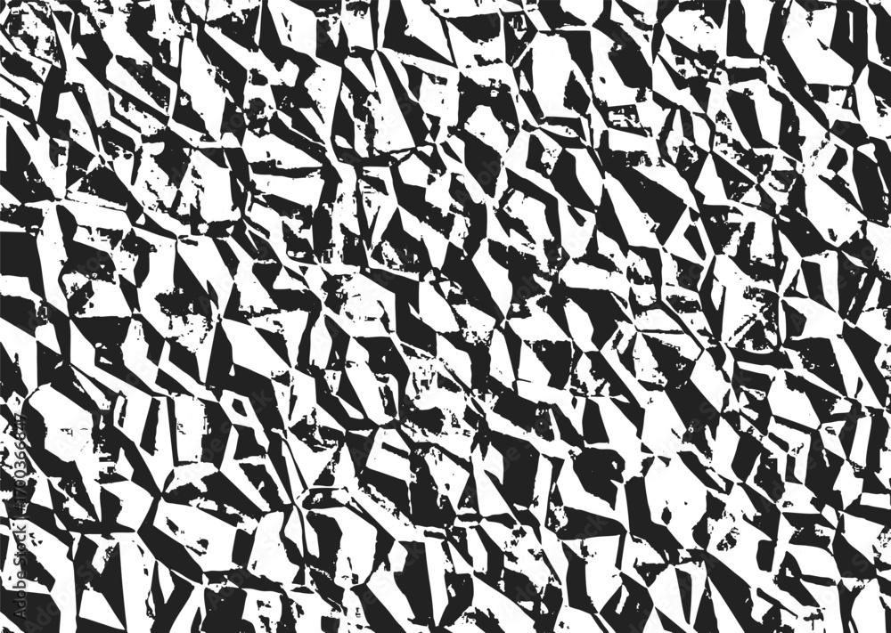 Obraz premium Crumbled Paper Grunge Texture, Abstract Black and White Distressed Background, Wrinkled Paper Surface Pattern, Monochrome Distressed Grunge Texture