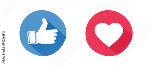 Thumbs and heart icon. Vector love and love icon. Like and like buttons ready for websites and mobile apps. 
