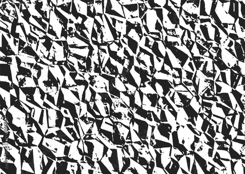 Crumbled Paper Grunge Texture, Abstract Black and White Distressed Background, Wrinkled Paper Surface Pattern, Monochrome Distressed Grunge Texture
