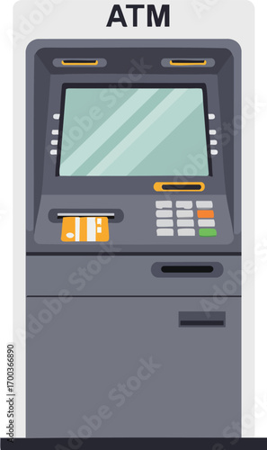 Automated teller machine with a credit card inserted for withdrawal