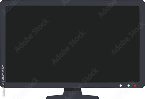 Flat screen television with a black screen isolated on white background