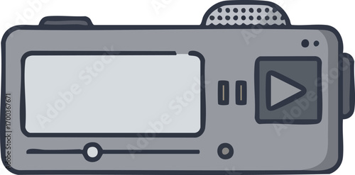 Simple gray media player vector icon on white background.