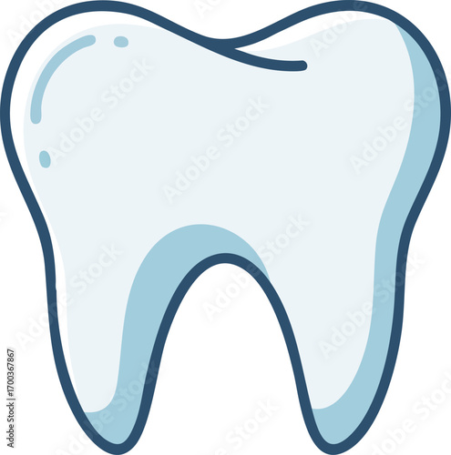 Illustration of a single white human tooth on a white background
