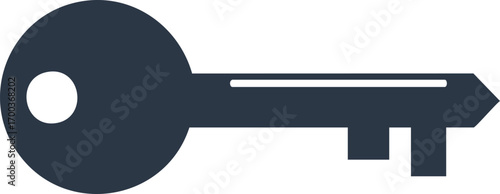 Simple key silhouette on white background symbolizes security access.