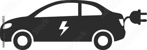Electric car with a charging plug, clean energy transport concept