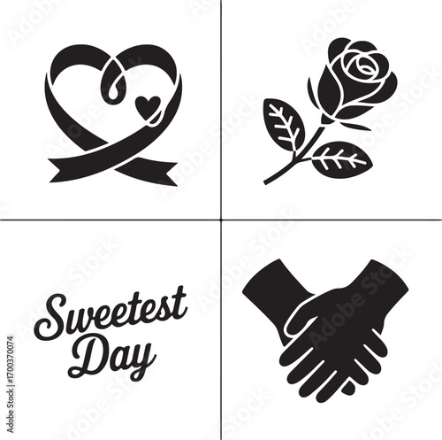 Love and Friendship Icons Set for Sweet Day