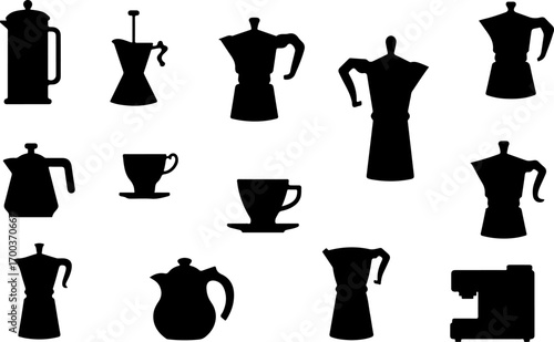 Steaming Coffee and Tea Cup Silhouette Collection