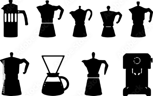 "Coffee Pot Silhouettes Collection – Moka, French Press & More"