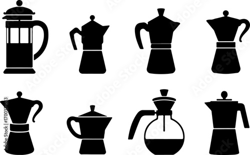 "Coffee Pot Silhouettes Collection – Moka, French Press & More"