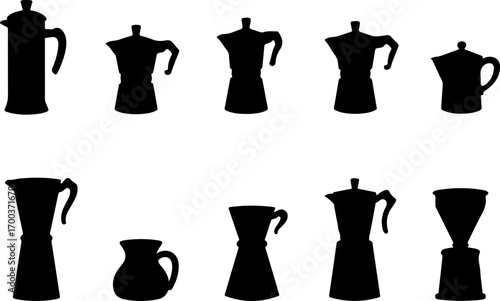 "Coffee Pot Silhouettes Collection – Moka, French Press & More"
