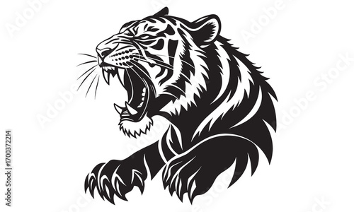 Silhouette of an Angry Tiger Face Showing Fierce Expression