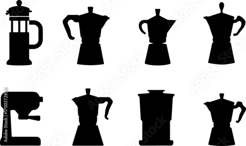 "Coffee Pot Silhouettes Collection – Moka, French Press & More"