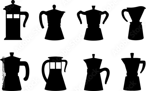 "Coffee Pot Silhouettes Collection – Moka, French Press & More"