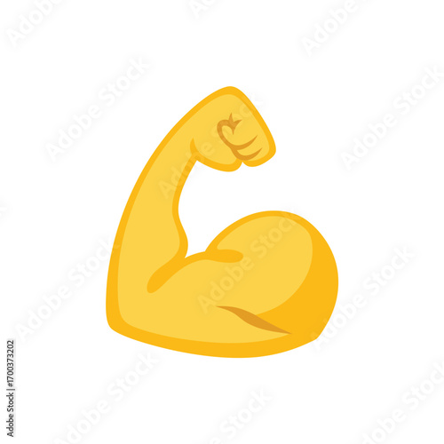 Biceps vector isolated emoji gesture flat illustration. Muscle emoticon. 