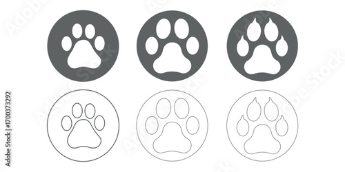 Dog paw prints isolated on transparent white background