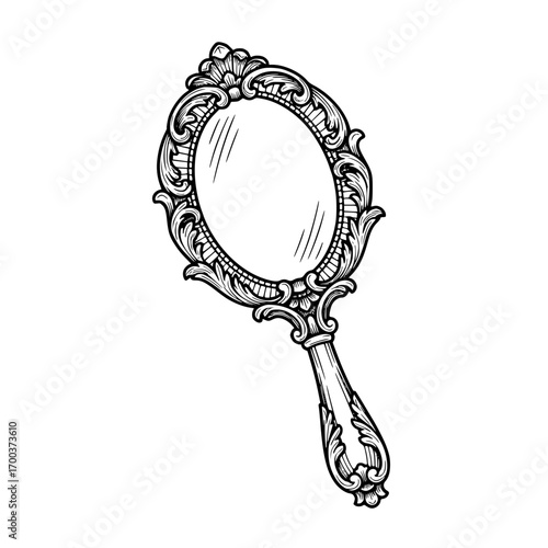 Hand Mirror Outline Illustration