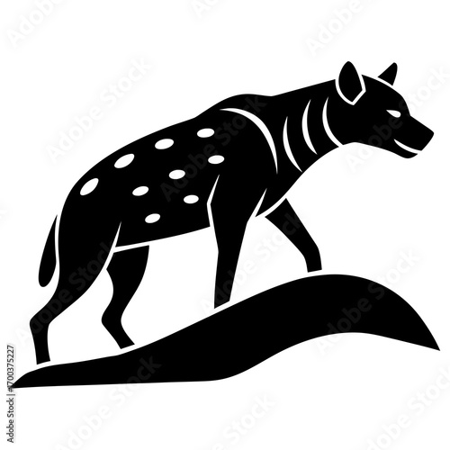Hyena Climbing in Hill vector silhouette on white background