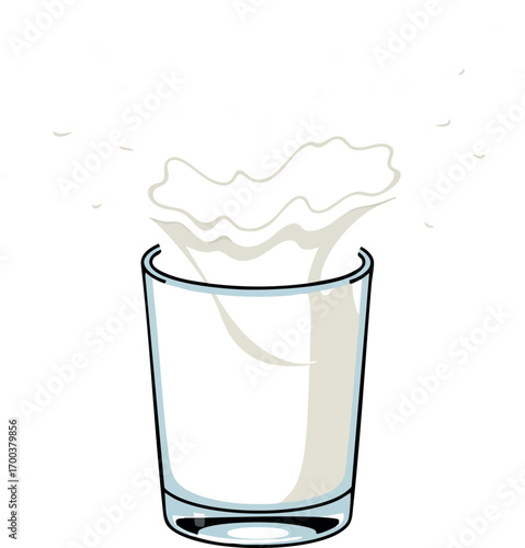 Glass of white milk splash isolated on white background vector illustration for healthy drink design