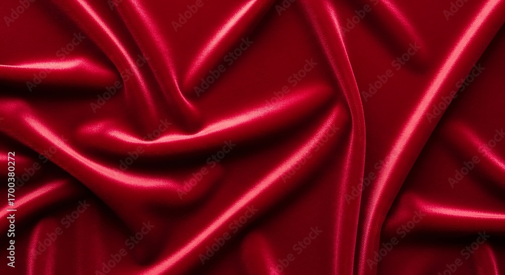 Obraz premium Luxurious deep red velvet fabric draped and flowing with elegant folds and highlights