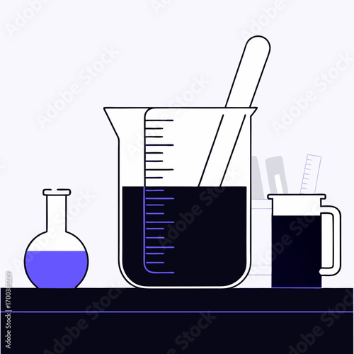 Simple laboratory beaker illustration isolated on white background