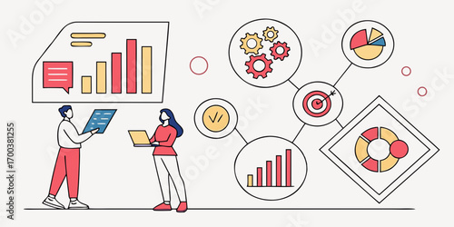 Business analytics and data visualization with charts and graphs