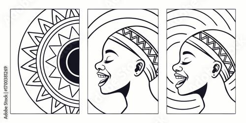 African woman with traditional headdress and tribal pattern