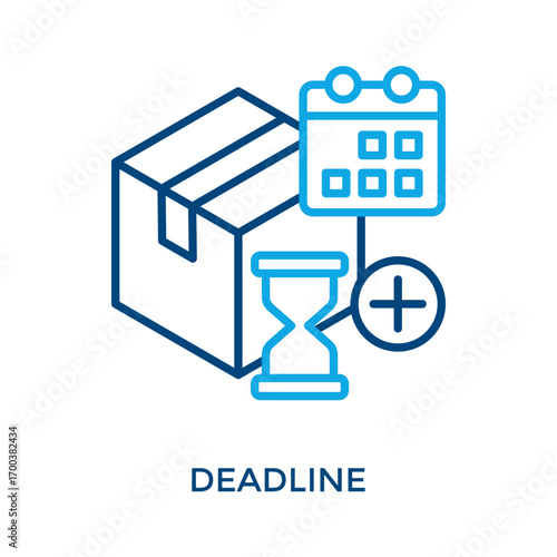 Deadline Icon Outline Color Style. Vector Illustration For Graphic Design