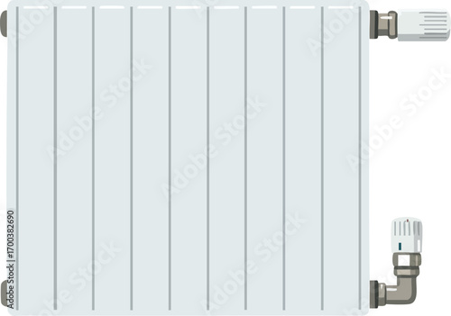 Radiator heating appliance white metal wall-mounted home heating system illustration vector design