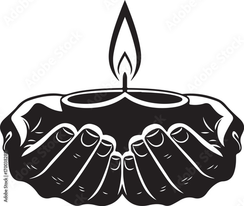 Diya in Cupped Hands

Offering of Light: Hands Holding Diya Lamp

Prayer and Hope: Lit Lamp in Hands