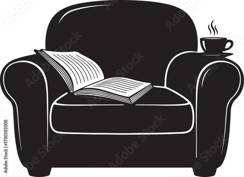 Reading Comfort: Armchair with Book and Coffee

Quiet Time: A Cozy Reading Nook

Relax and Read: Armchair and Steaming Coffee