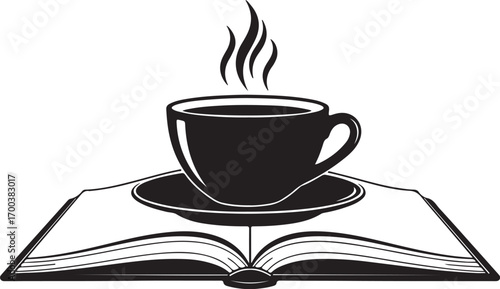book and coffee cup Coffee Cup on an Open Book Relax and Read: Book and Coffee Vector