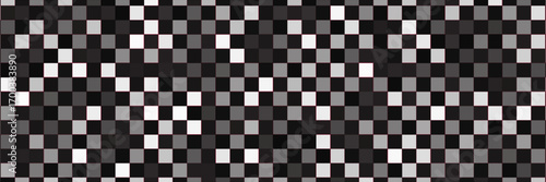 Green leaves on a geometric black-white backdrop