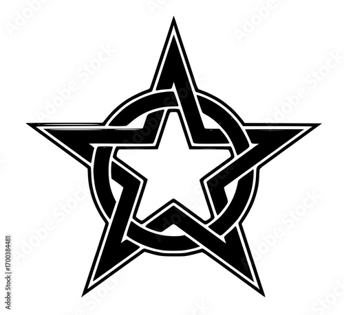 Pentagram star inside a circle